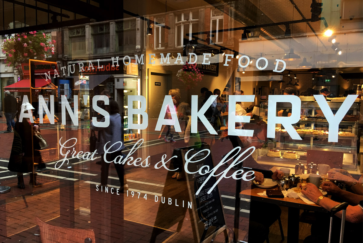 Looking inside Ann's Bakery, Earl Street, Dublin.