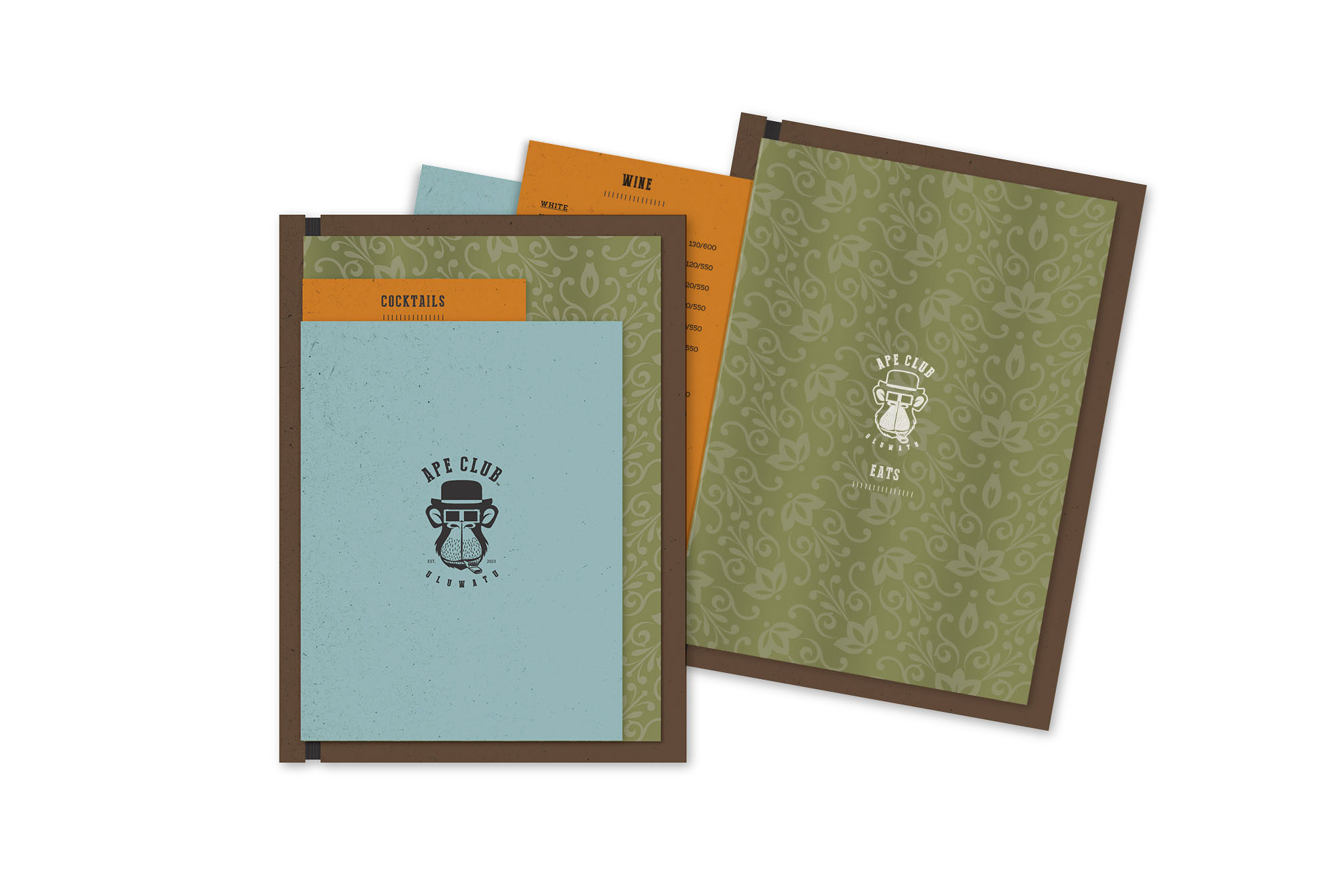 Menu designs for Ape Club Uluwatu.