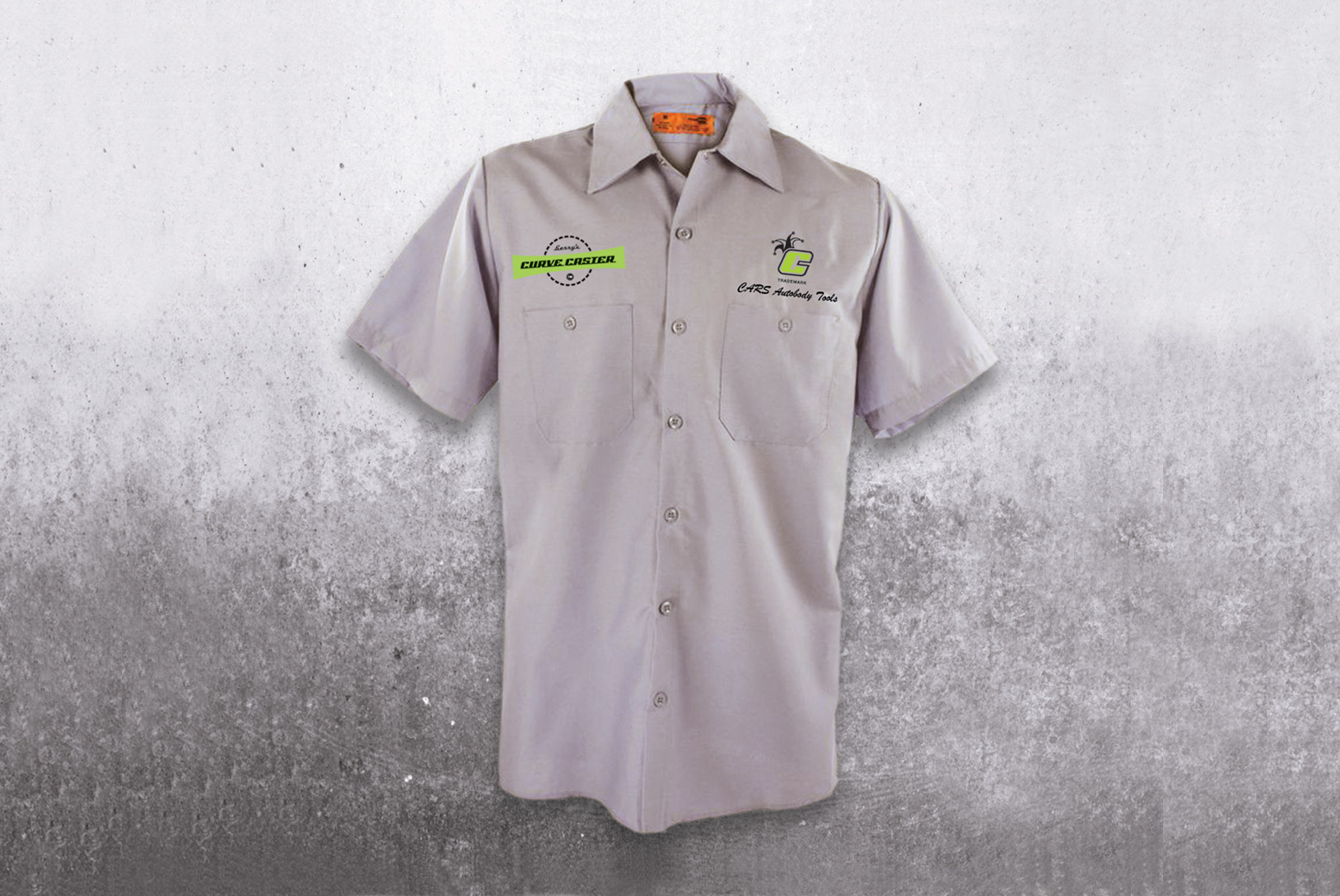 Curvecaster brand work shirt.