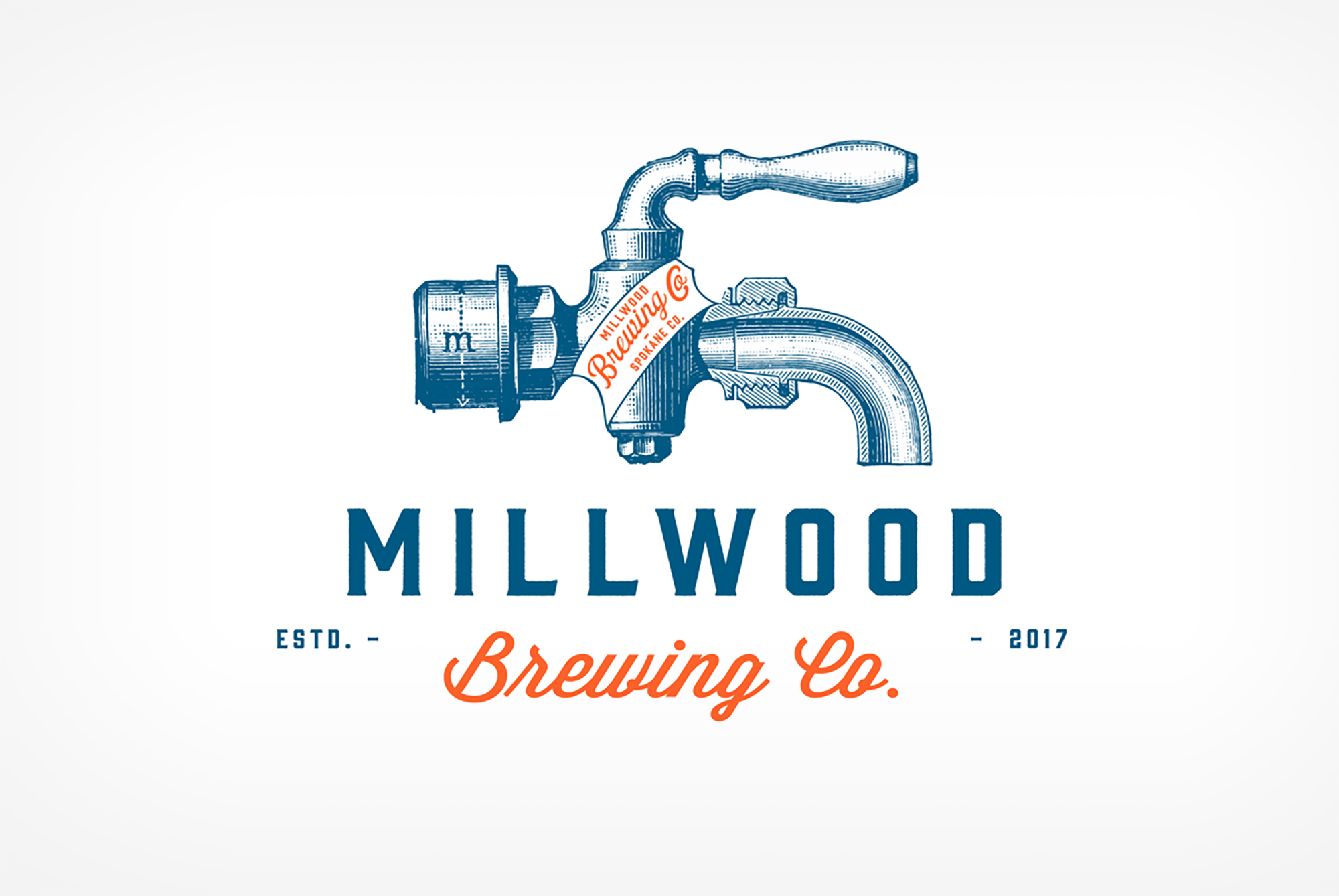 Millwood Brewing Company brand logo design. Craft beer brand identity.
