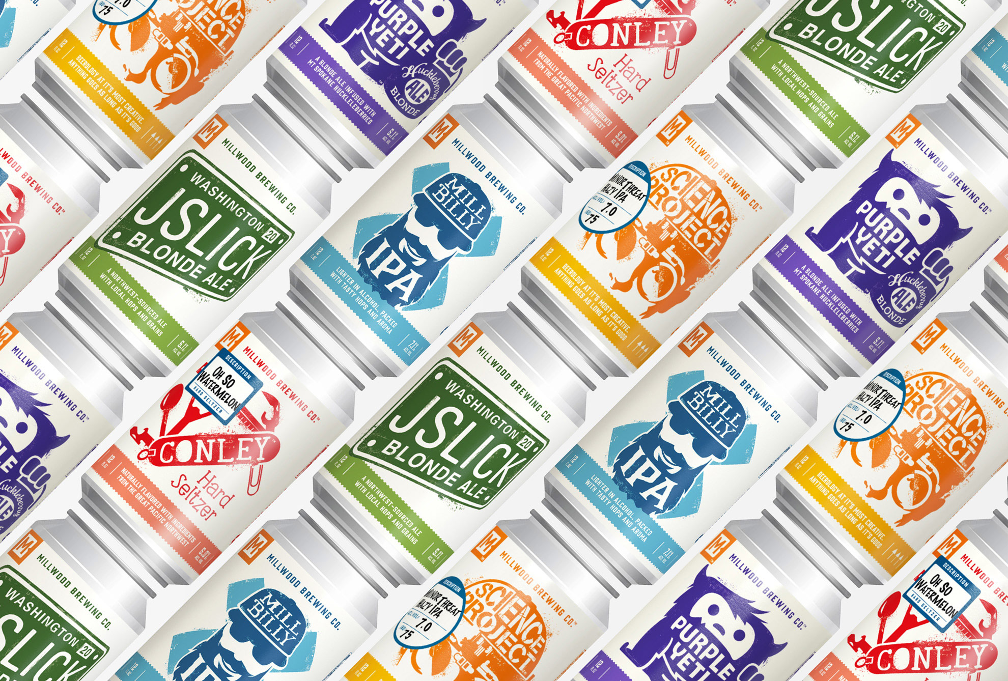 Millwood Brewery craft beer label designs